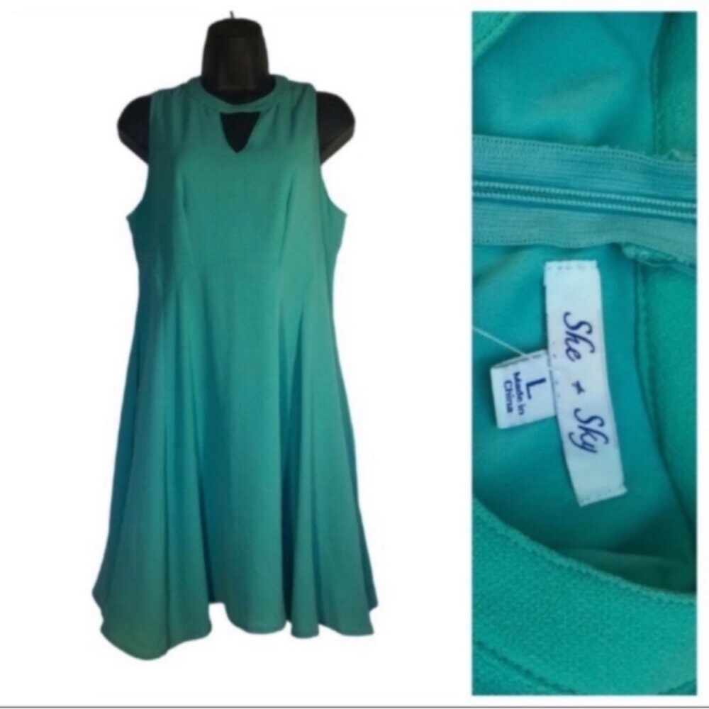 She + Sky Women’s Size Large Dress 👗 New with Tags Lined Keyhole She and Sky